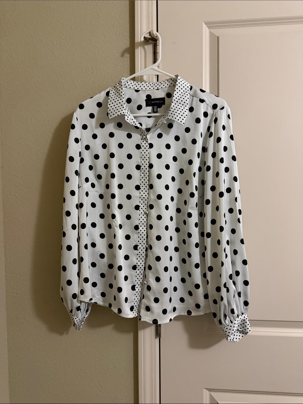 Rafaella White Blouse with Black Polka Dots